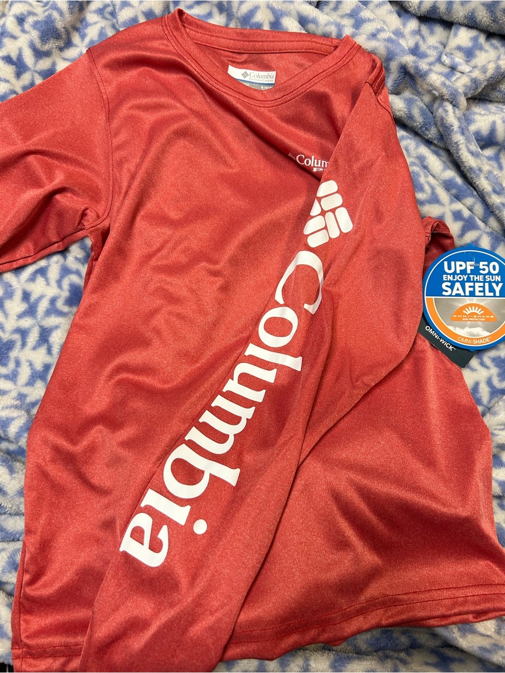Columbia Red Long-Sleeve Shirt with White Logo